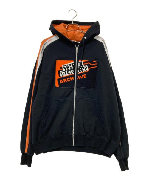 BlackEyePatch（ブラックアイパッチ）BlackEyePatch (ブラックアイパッチ) ジップパーカー ブラック×オレンジ サイズ:Lの古着・服飾アイテム