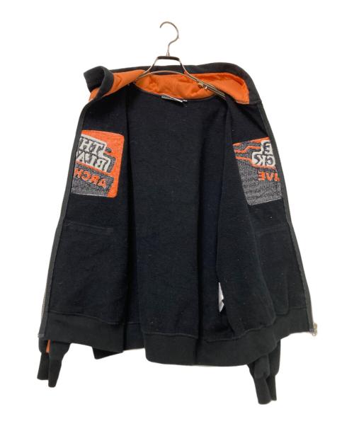 BlackEyePatch（ブラックアイパッチ）BlackEyePatch (ブラックアイパッチ) ジップパーカー ブラック×オレンジ サイズ:Lの古着・服飾アイテム