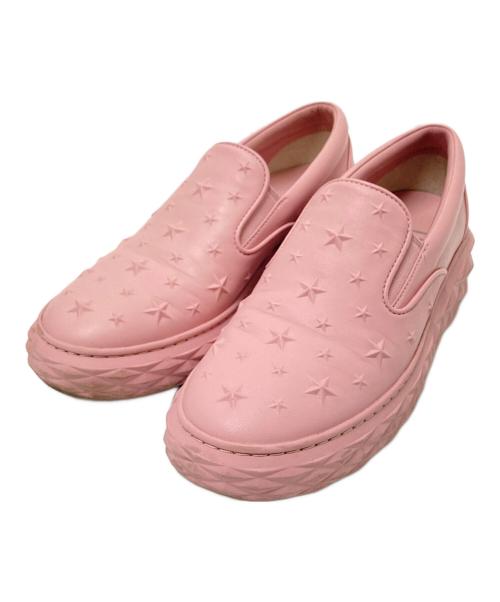 JIMMY CHOO（ジミーチュウ）JIMMY CHOO (ジミーチュウ) DIAMOND SLIP ON/F ピンク サイズ:38の古着・服飾アイテム