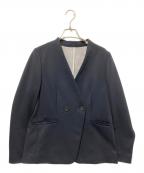 CAST:キャスト）の古着「バイカラージャージーノーカラージャケット」｜ネイビー