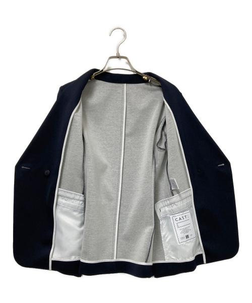 CAST:（キャスト）CAST: (キャスト) バイカラージャージーノーカラージャケット ネイビー サイズ:Sの古着・服飾アイテム