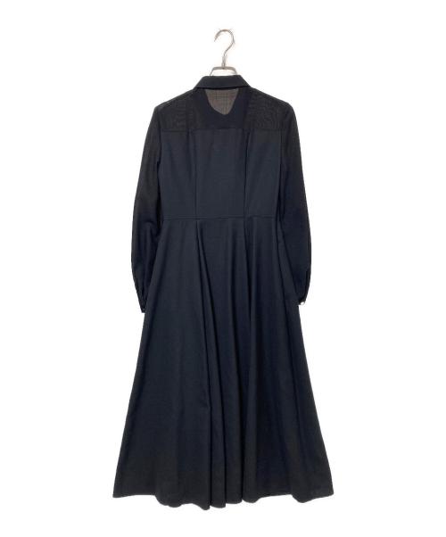 ANAYI（アナイ）ANAYI (アナイ) シアーコンビフレアワンピース ブラック サイズ:34の古着・服飾アイテム