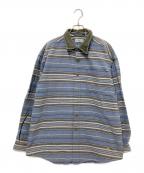 L.L.Beanエルエルビーン）の古着「襟コーデュロイストライプシャツ」｜ベージュ×ブルー