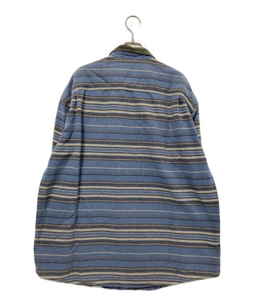 L.L.Bean（エルエルビーン）L.L.Bean (エルエルビーン) 襟コーデュロイストライプシャツ ベージュ×ブルー サイズ:LARGE REGULARの古着・服飾アイテム