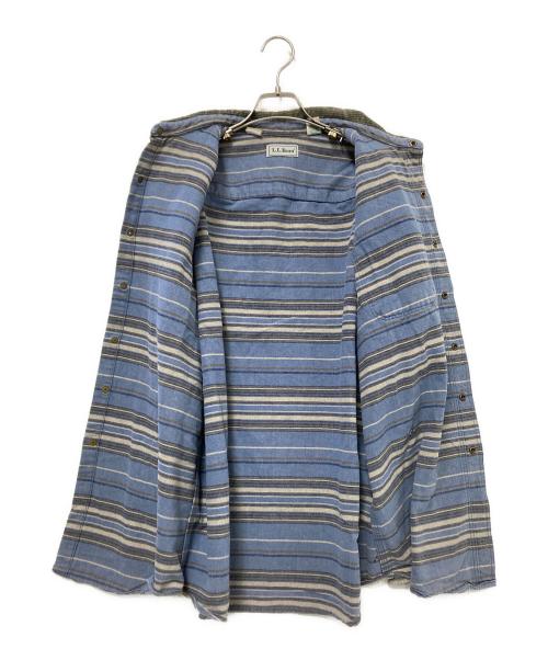 L.L.Bean（エルエルビーン）L.L.Bean (エルエルビーン) 襟コーデュロイストライプシャツ ベージュ×ブルー サイズ:LARGE REGULARの古着・服飾アイテム