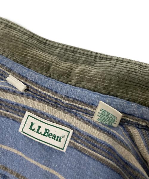 L.L.Bean（エルエルビーン）L.L.Bean (エルエルビーン) 襟コーデュロイストライプシャツ ベージュ×ブルー サイズ:LARGE REGULARの古着・服飾アイテム