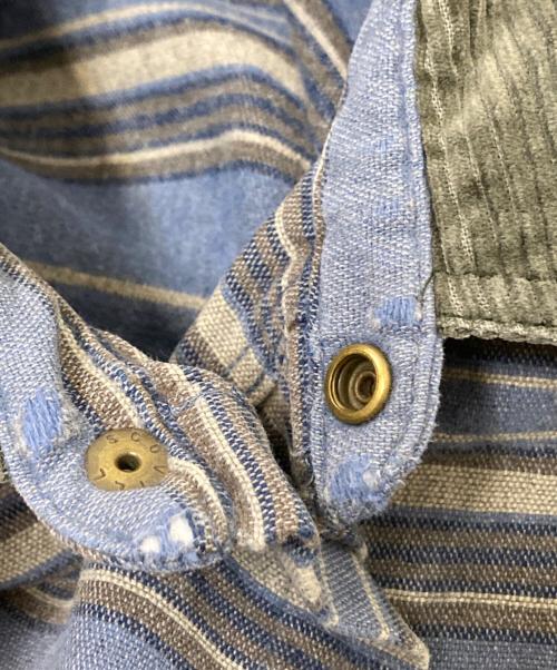 L.L.Bean（エルエルビーン）L.L.Bean (エルエルビーン) 襟コーデュロイストライプシャツ ベージュ×ブルー サイズ:LARGE REGULARの古着・服飾アイテム