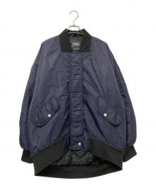 ZARA（ザラ）の古着「中綿MA-1ジャケット」｜ネイビー