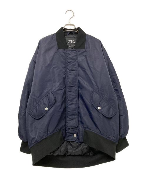 ZARA（ザラ）ZARA (ザラ) 中綿MA-1ジャケット ネイビー サイズ:Mの古着・服飾アイテム