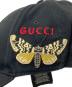 中古・古着 GUCCI (グッチ) MLB (エムエルビー) NYヤンキース バタフライ刺繍 ベースボールキャップ ブラック サイズ:下記参照：12000円