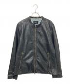 Liugoo Leathersリューグーレザーズ）の古着「パンチレザージャケット」｜ブラック