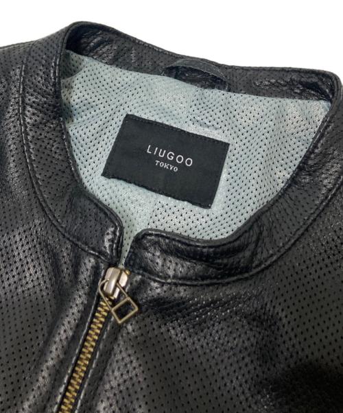 Liugoo Leathers（リューグーレザーズ）Liugoo Leathers (リューグーレザーズ) パンチレザージャケット ブラック サイズ: Lの古着・服飾アイテム