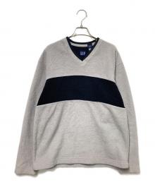 GAP（ギャップ）の古着「90‘SVネックフリースカットソー」｜ベージュ×ブラック