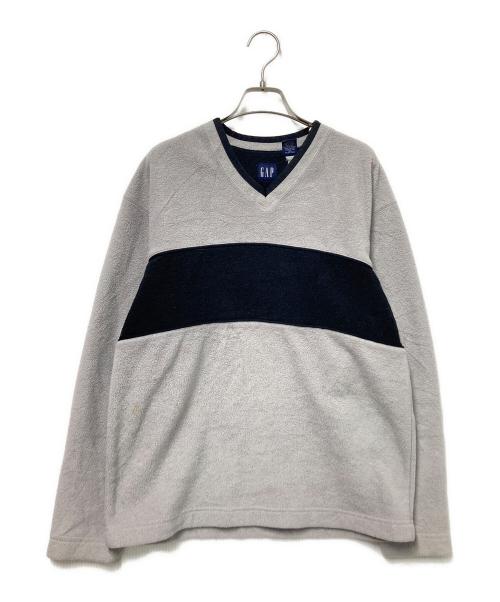 GAP（ギャップ）GAP (ギャップ) 90‘SVネックフリースカットソー ベージュ×ブラック サイズ:Mの古着・服飾アイテム