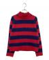 CELINE（セリーヌ）の古着「タンドアップカラー セーター シェットランドウール ボーダーニット」｜レッド×ネイビー