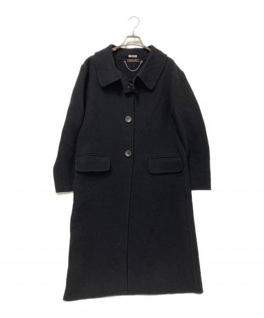 miu miu ダークネイビー　ウール　ロングコート　40サイズ 中古・古着通販】MIU MIU (ミュウミュウ) ウールコート ブラック