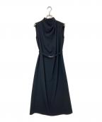 L'AUBE BLANCローブ ブラン）の古着「Belted Drape Dress」｜ブラック