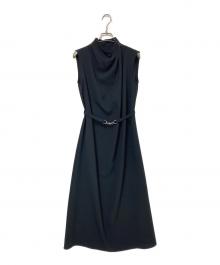 L'AUBE BLANC（ローブ ブラン）の古着「Belted Drape Dress」｜ブラック