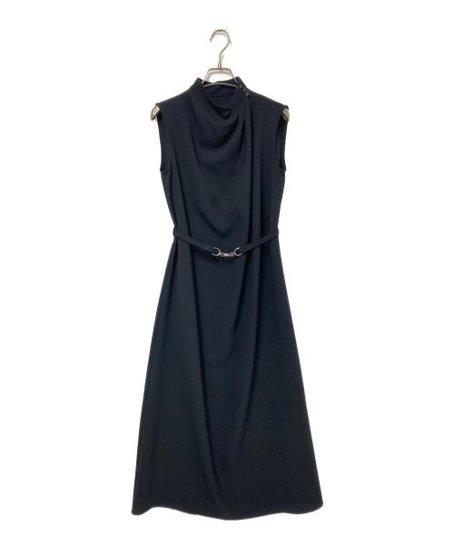 L'AUBE BLANC（ローブ ブラン）L'AUBE BLANC (ローブ ブラン) Belted Drape Dress ブラック サイズ:Mの古着・服飾アイテム