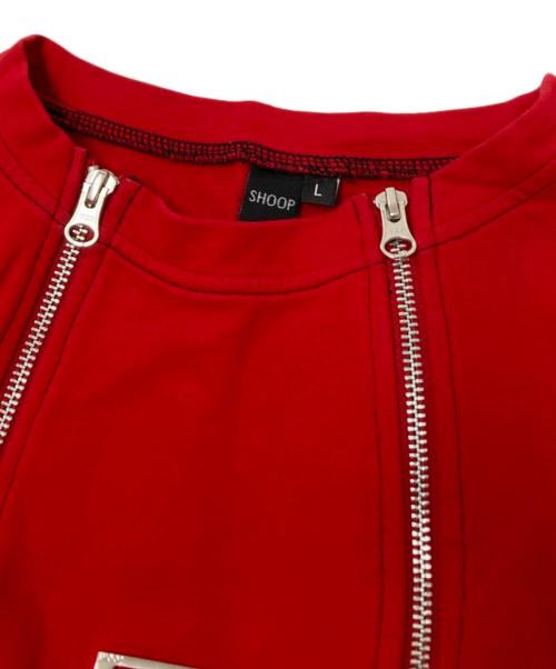 shoop（シュープ）shoop (シュープ) フロントジップノースリーブカットソー レッド サイズ:Lの古着・服飾アイテム