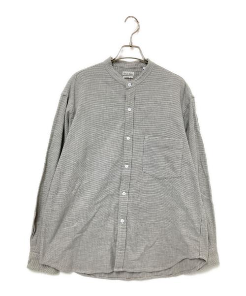 STEVEN ALAN（スティーブンアラン）STEVEN ALAN (スティーブンアラン) ノーカラーシャツ グレー×ホワイト サイズ:Mの古着・服飾アイテム