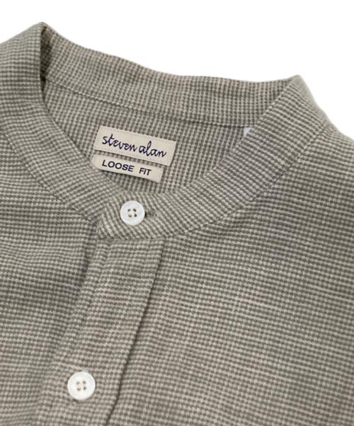 STEVEN ALAN（スティーブンアラン）STEVEN ALAN (スティーブンアラン) ノーカラーシャツ グレー×ホワイト サイズ:Mの古着・服飾アイテム