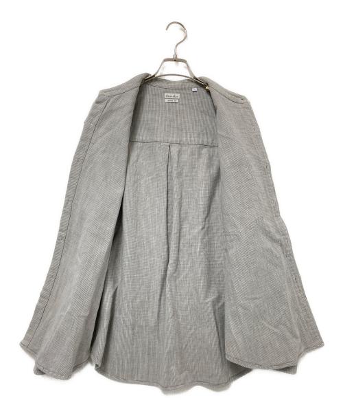 STEVEN ALAN（スティーブンアラン）STEVEN ALAN (スティーブンアラン) ノーカラーシャツ グレー×ホワイト サイズ:Mの古着・服飾アイテム