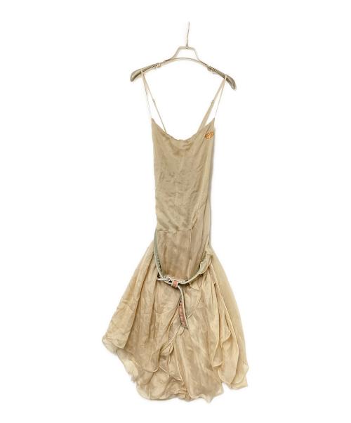 DIESEL（ディーゼル）DIESEL (ディーゼル) ベルト付シフォンレイヤーキャミソールワンピース ベージュ サイズ:XSの古着・服飾アイテム