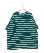 connettコネット）の古着「オーバーサイズワッフルボーダーTシャツ」｜グリーン