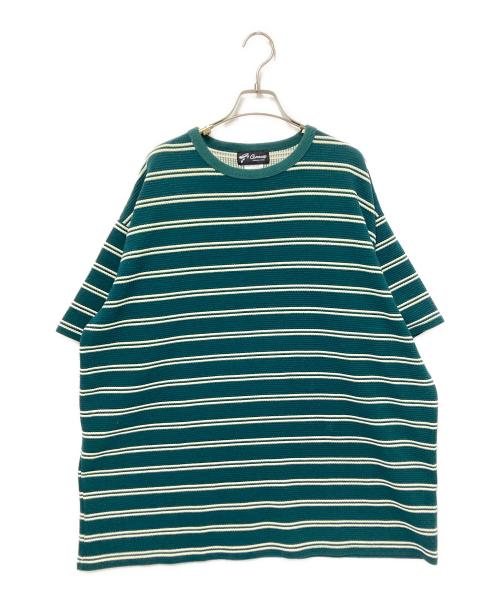 connett（コネット）connett (コネット) オーバーサイズワッフルボーダーTシャツ グリーン サイズ:2の古着・服飾アイテム