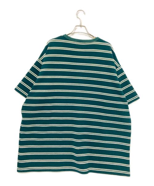 connett（コネット）connett (コネット) オーバーサイズワッフルボーダーTシャツ グリーン サイズ:2の古着・服飾アイテム