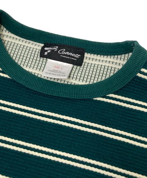 connett（コネット）connett (コネット) オーバーサイズワッフルボーダーTシャツ グリーン サイズ:2の古着・服飾アイテム