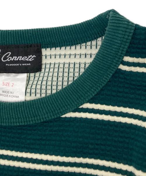 connett（コネット）connett (コネット) オーバーサイズワッフルボーダーTシャツ グリーン サイズ:2の古着・服飾アイテム