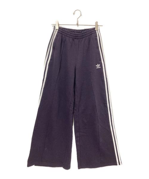 adidas（アディダス）adidas (アディダス) スリーストライプス ルーズ フレンチテリー ワイドレッグパンツ ネイビー サイズ:Mの古着・服飾アイテム