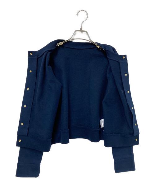 BLUE LABEL CRESTBRIDGE（ブルーレーベルクレストブリッジ）BLUE LABEL CRESTBRIDGE (ブルーレーベルクレストブリッジ) クリアコンパクト裏毛カーディガン ネイビー サイズ:38の古着・服飾アイテム