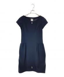 Rene basic（ルネベーシック）の古着「フロントジップロゴプレートワンピース」｜ネイビー