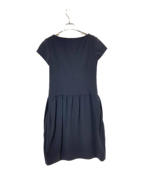 Rene basic（ルネベーシック）Rene basic (ルネベーシック) フロントジップロゴプレートワンピース ネイビー サイズ:36の古着・服飾アイテム