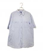 stussyステューシー）の古着「半袖チェックシャツ」｜ブルー×ホワイト
