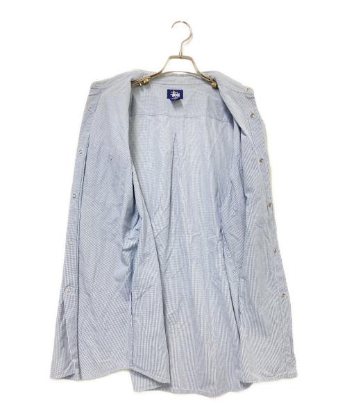 stussy（ステューシー）stussy (ステューシー) 半袖チェックシャツ ブルー×ホワイト サイズ:Lの古着・服飾アイテム