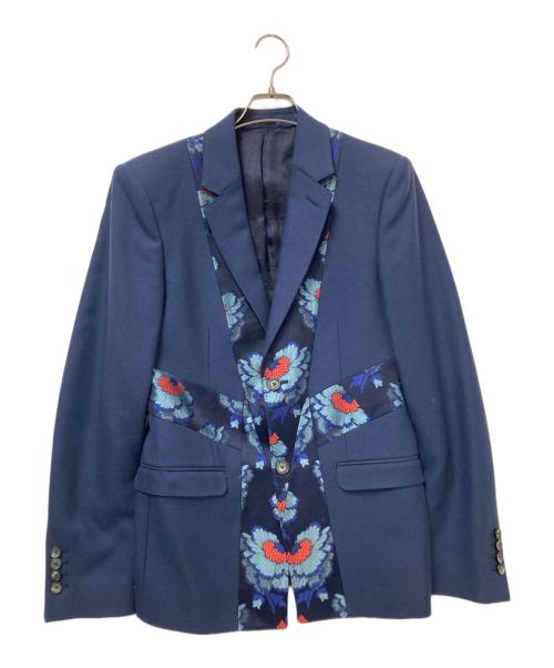 ALEXANDER McQUEEN（アレキサンダーマックイーン）ALEXANDER McQUEEN (アレキサンダーマックイーン) 花柄切替テーラードジャケット ネイビー サイズ:44の古着・服飾アイテム