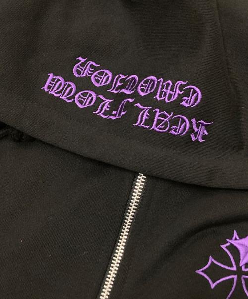 REFLEM（レフレム）REFLEM (レフレム) クロス刺繍ZIPフーディー ブラック×パープル サイズ:FREEの古着・服飾アイテム