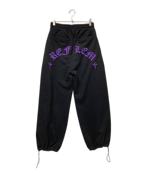 REFLEM（レフレム）REFLEM (レフレム) クロス刺繍スウェットワイドパンツ ブラック×パープル サイズ:FREEの古着・服飾アイテム