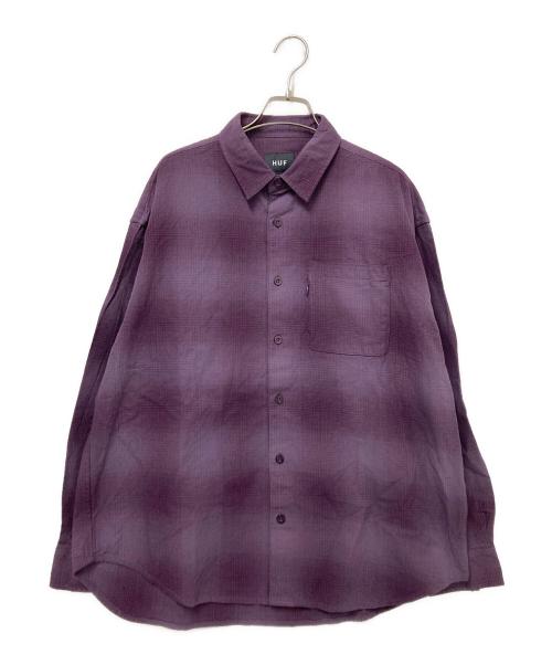 HUF（ハフ）HUF (ハフ) OG Logo Ombre Plaid LS Shirt パープル サイズ:Lの古着・服飾アイテム