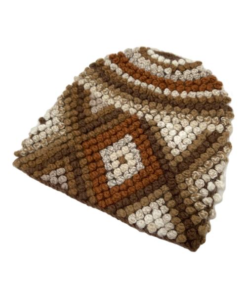 SUPREME（シュプリーム）SUPREME (シュプリーム) Textured knit Beanie ブラウン×ベージュ サイズ:下記参照の古着・服飾アイテム