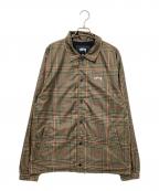 stussyステューシー）の古着「PLAID COACH JACKET」｜ブラウン×ブラック