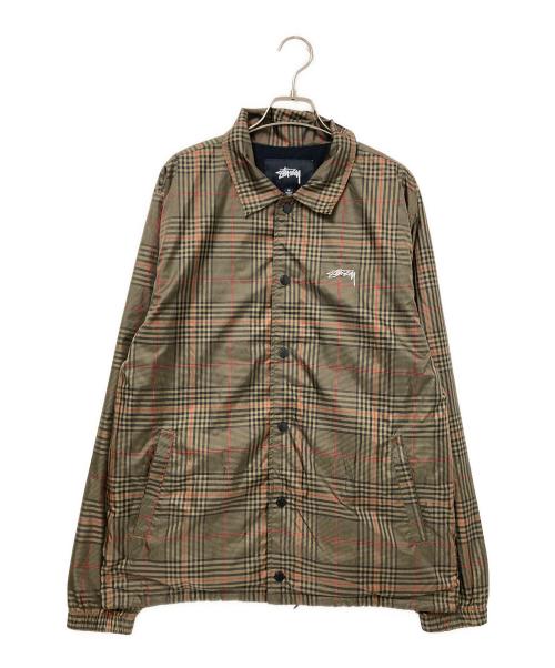 stussy（ステューシー）stussy (ステューシー) PLAID COACH JACKET ブラウン×ブラック サイズ:Mの古着・服飾アイテム