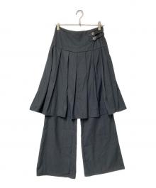 Placestudio（プレイススタジオ）の古着「ツーベルトプリーツミディスカートレイヤードワイドパンツ」｜グレー