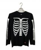 Hanes×SUPREMEヘインズ×シュプリーム）の古着「Bones Thermal Crew/ボーンズサーマルクルー」｜ブラック×ホワイト