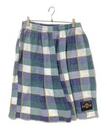 bum equipment（バムエクイメント）の古着「フランネルコットンバギーショーツ」｜グリーン