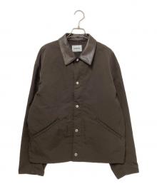 MONKEY TIME（モンキータイム）の古着「ヴィンテージ ナイロン ツイル レザーライク カラー ジャケット」｜ブラウン